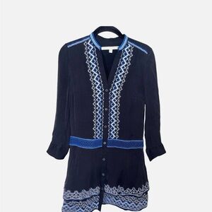 Veronica Beard Sloan drop waist silk embroidered dress size 10